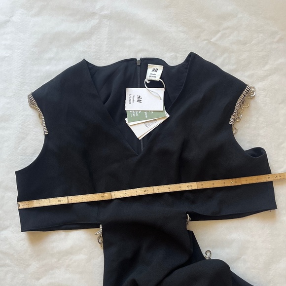 H&M Studio‎ Collections 2022 Black Rhinestone Detail Cutout Mini Black Dress XL - Picture 13 of 16